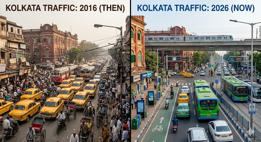 Kolkata traffic in one of the Top Traffic-Congested Cities in India: Then vs Now