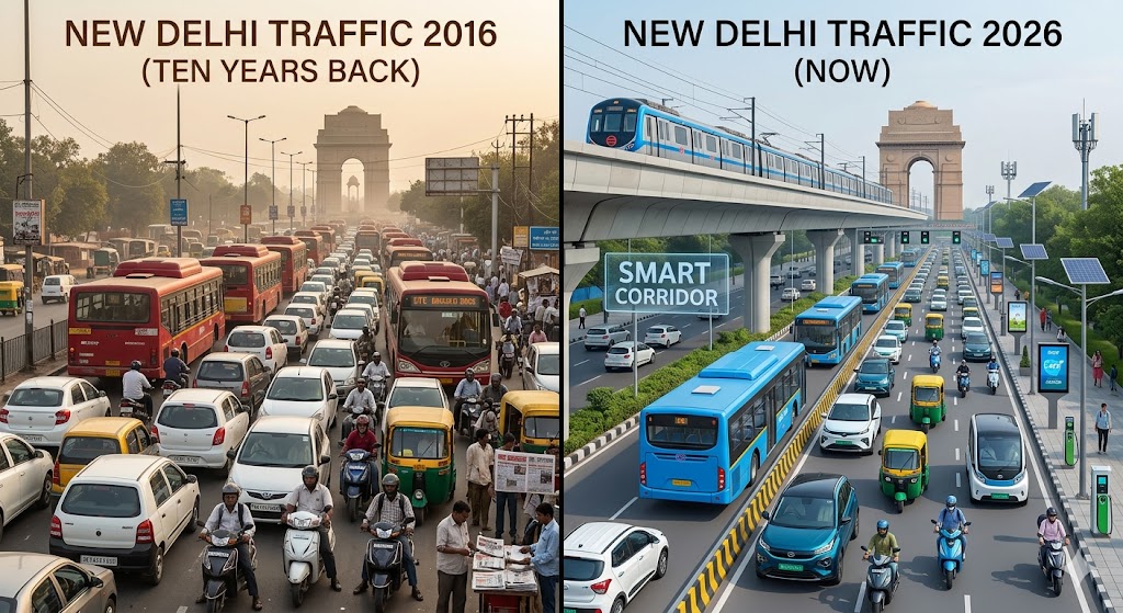 Delhi traffic in one of the Top Traffic-Congested Cities in India: Then vs Now