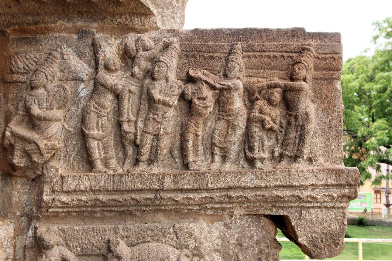 Wall statue of ontimitta temple in kadapa.