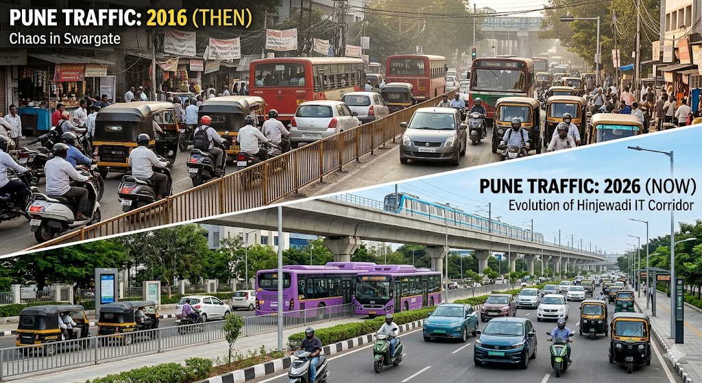 Pune traffic in one of the Top Traffic-Congested Cities in India: Then vs Now